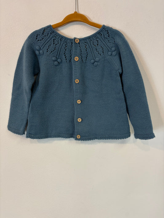 MI CANESÚ. Chaqueta punto azul bolitas. T 24 meses