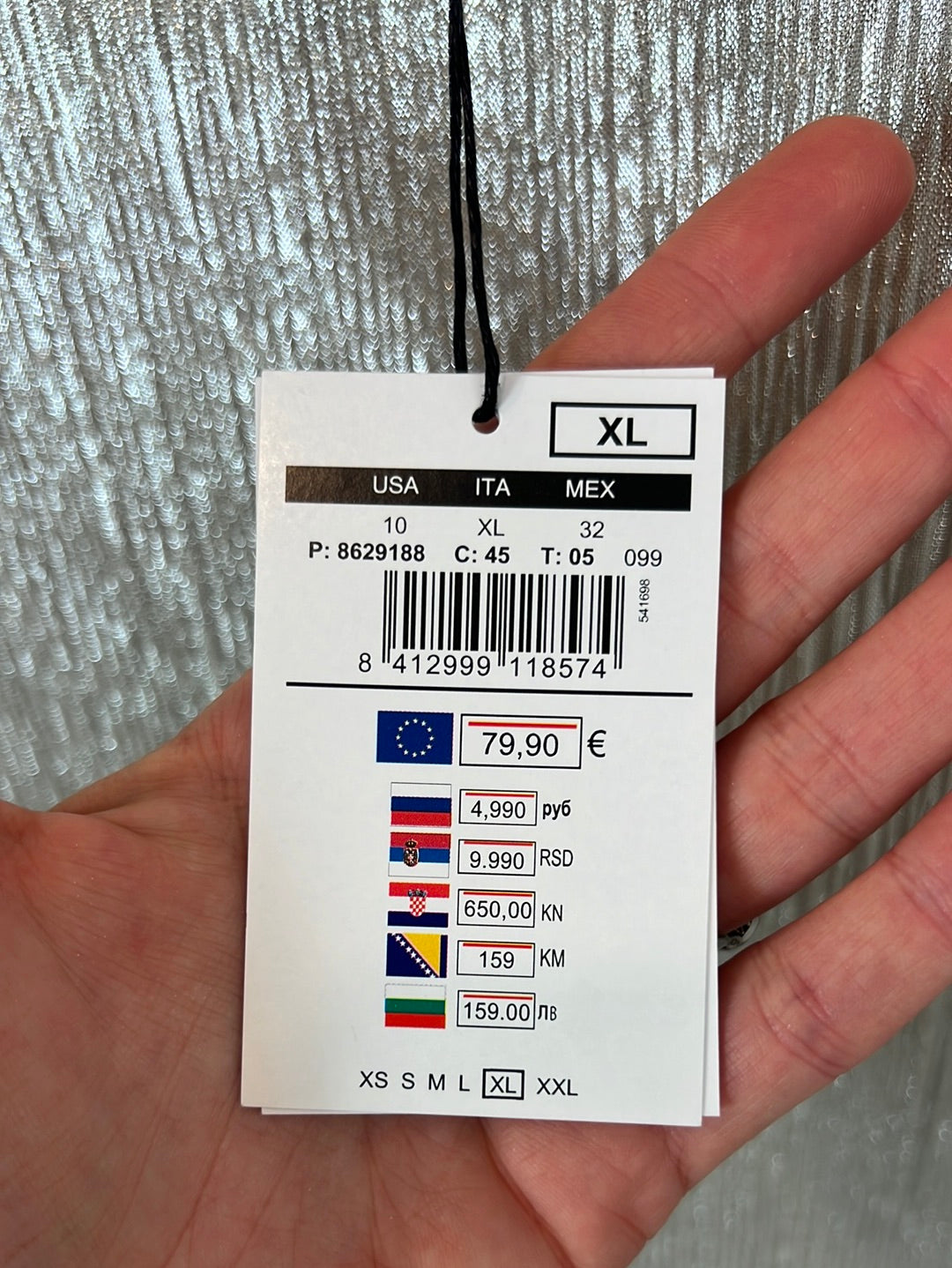 PEDRO DEL HIERRO. Silver textured top. Size XL