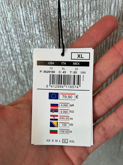 PEDRO DEL HIERRO. Silver textured top. Size XL