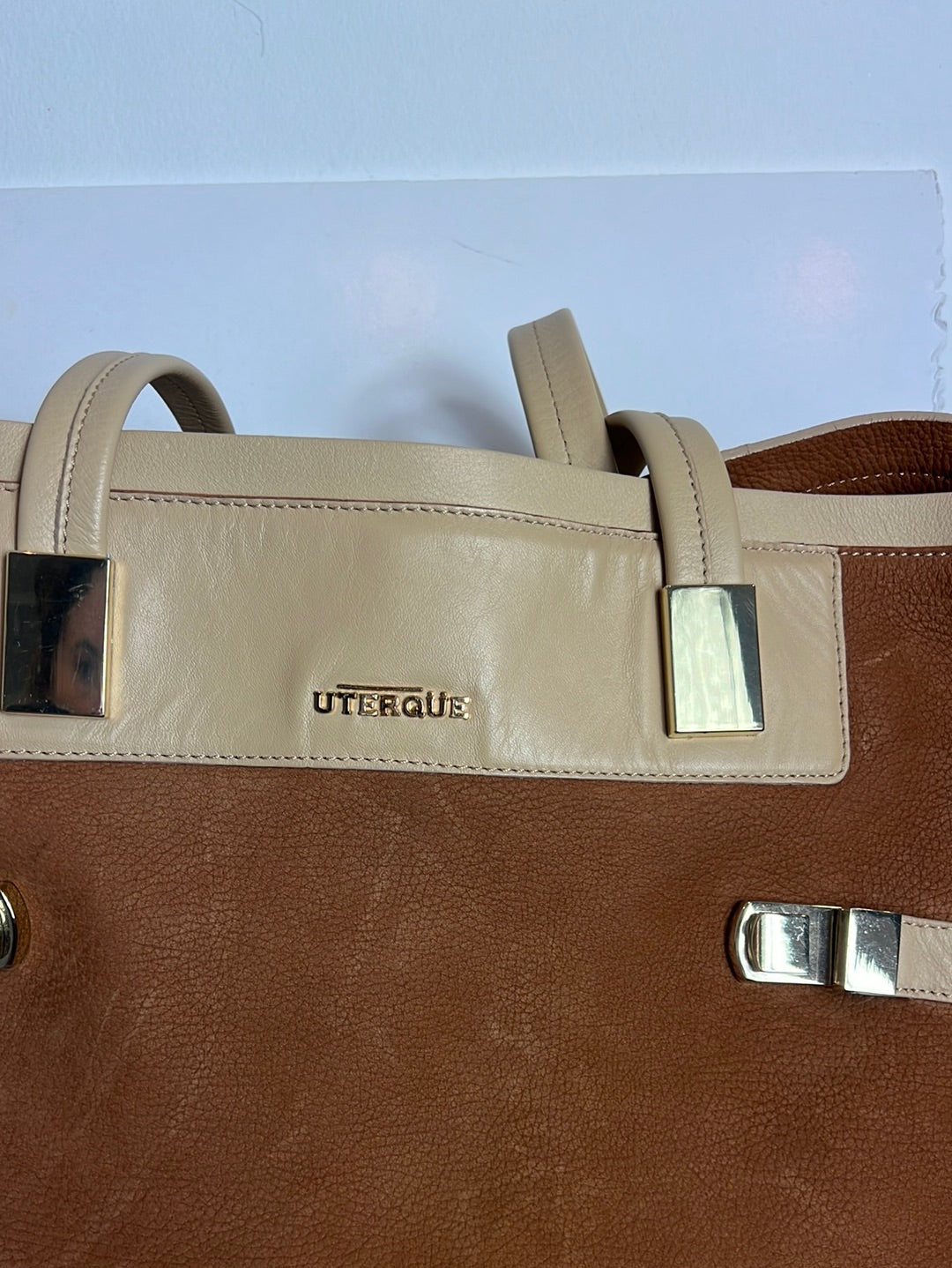 UTERQÜE. Bolso shopper piel bicolor (TARA)