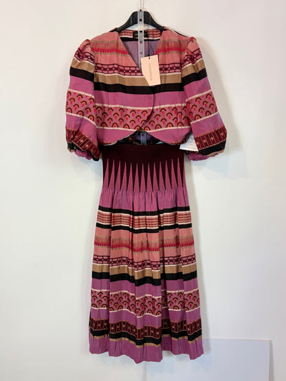 VANDERWILDE. Conjunto top y falda estampado. T 36