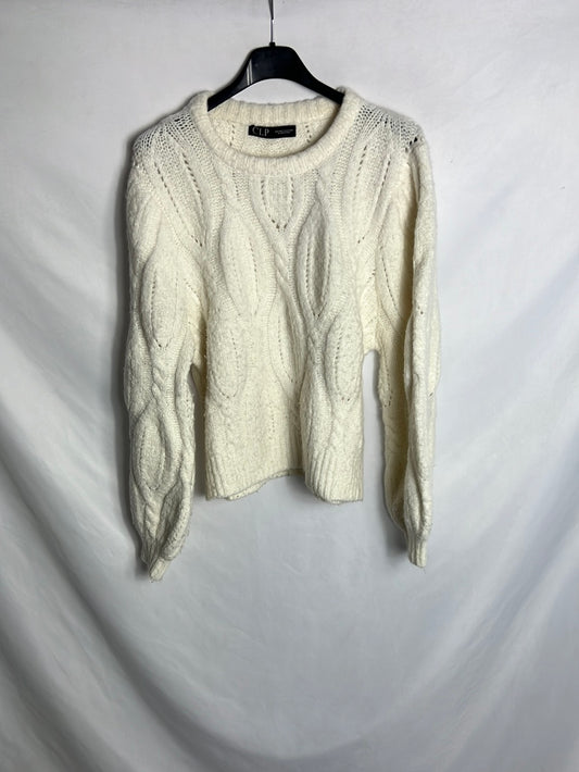 CLP. Jersey beige mangas abullonada T.l