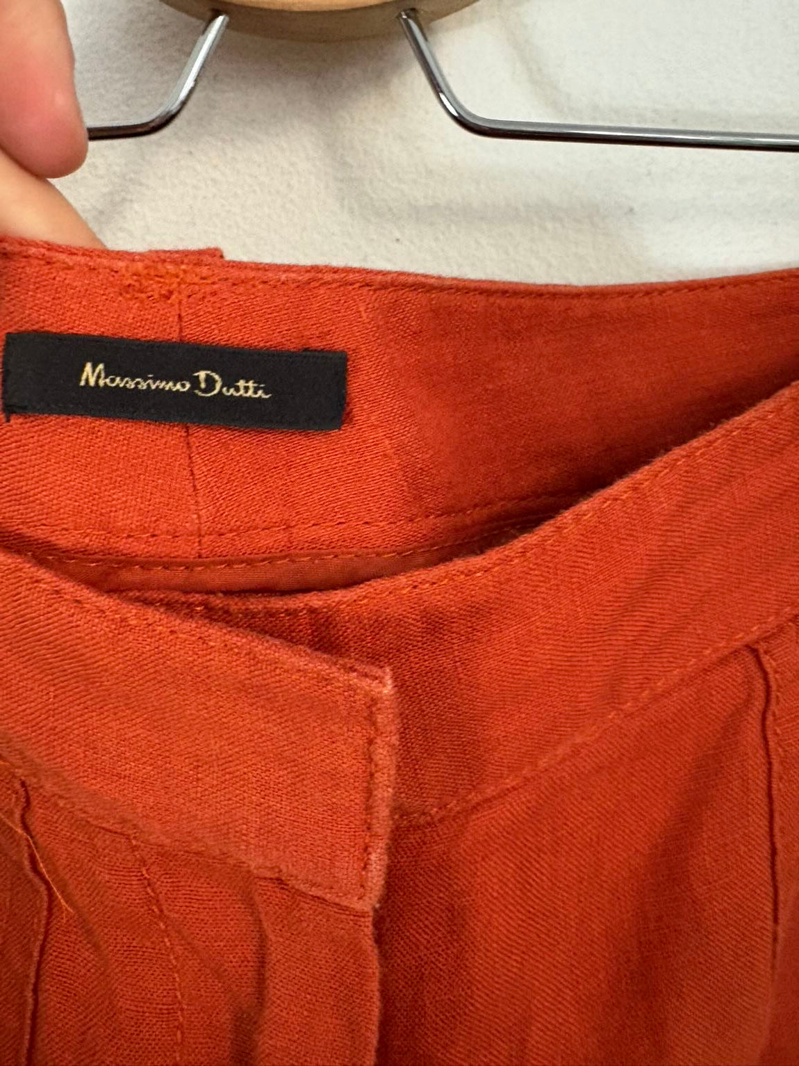MASSIMO DUTTI. Pantalón lino anaranjado