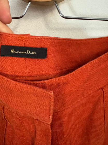 MASSIMO DUTTI. Pantalón lino anaranjado