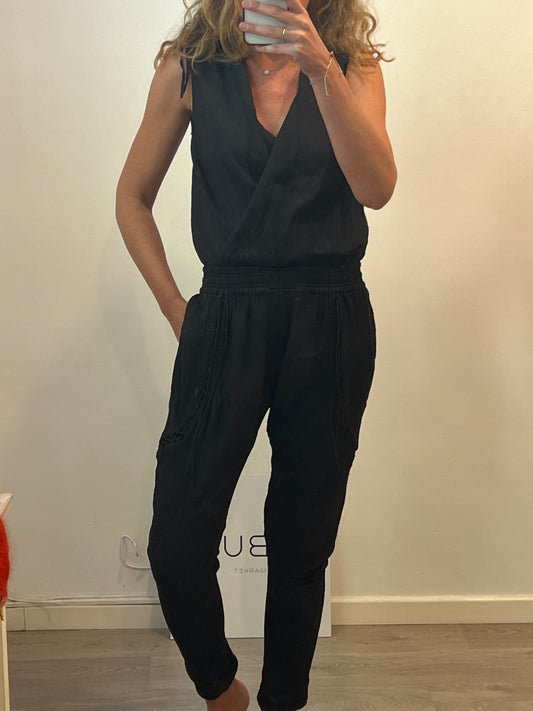 IRO. Black textured jumpsuit T.xs