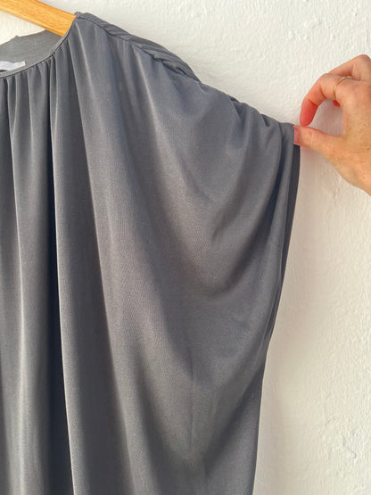 ZARA. Vestido negro escote fruncido punto T.m