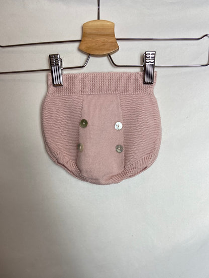 OTRAS. Cubrepañal rosa botones nacar. T 0-3 meses