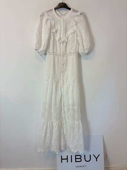 OTRAS. Vestido blanco troquelado  T XS