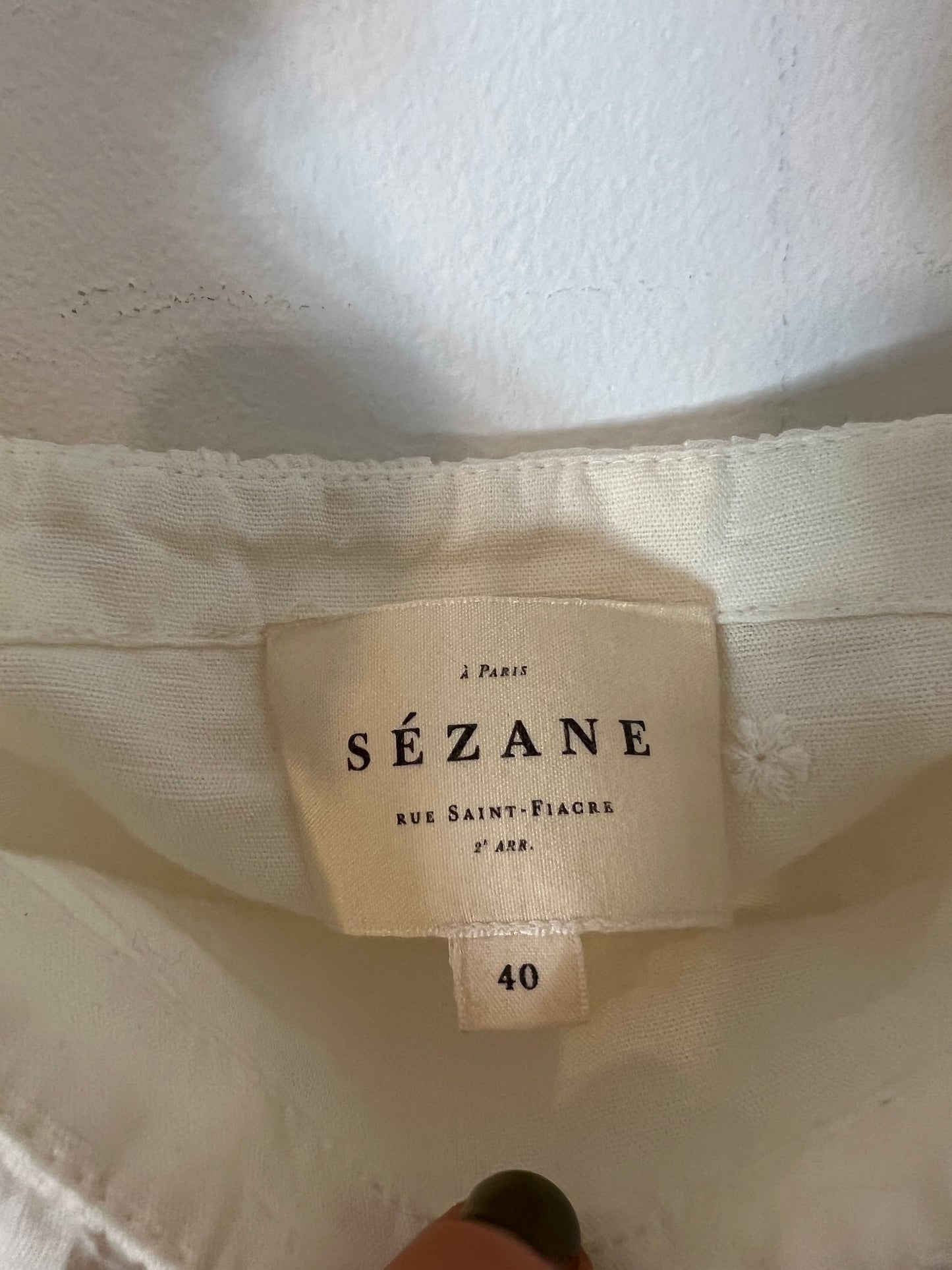 SEZANE. Embroidered beige blouse T.40