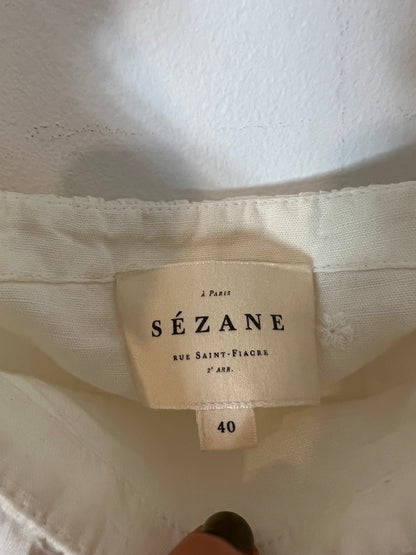 SEZANE. Embroidered beige blouse T.40