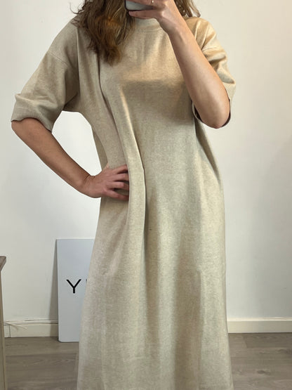PARFOIS. Beige knitted midi dress. TM/L