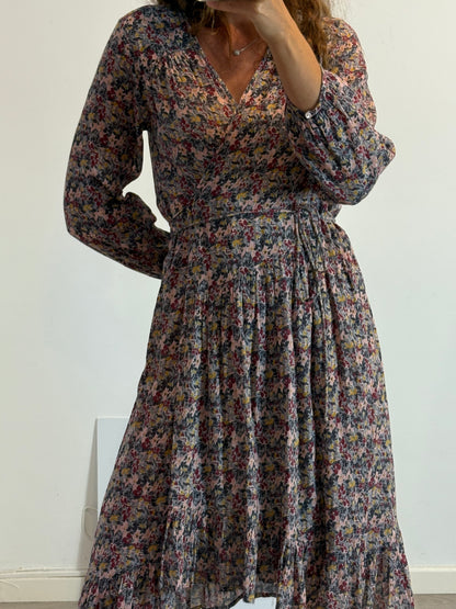 BA&amp;SH. Floral wrap midi dress. T 1 (S)