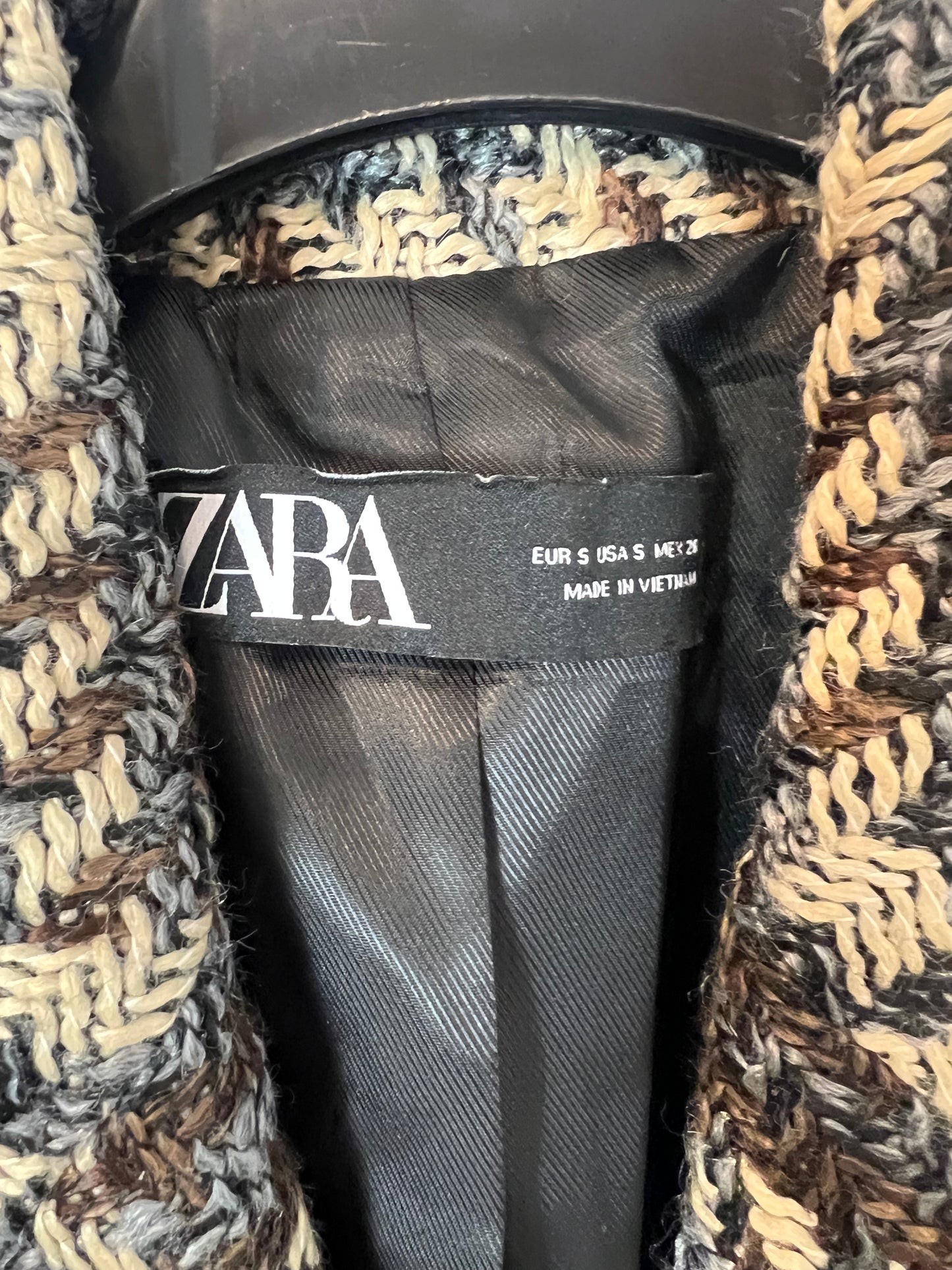 ZARA. Blazer tweed pata de gallo. T S