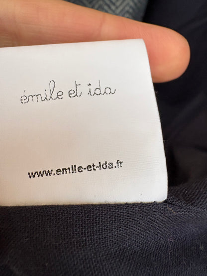 EMILE ET IDA. Chaqueta lana azul espiga