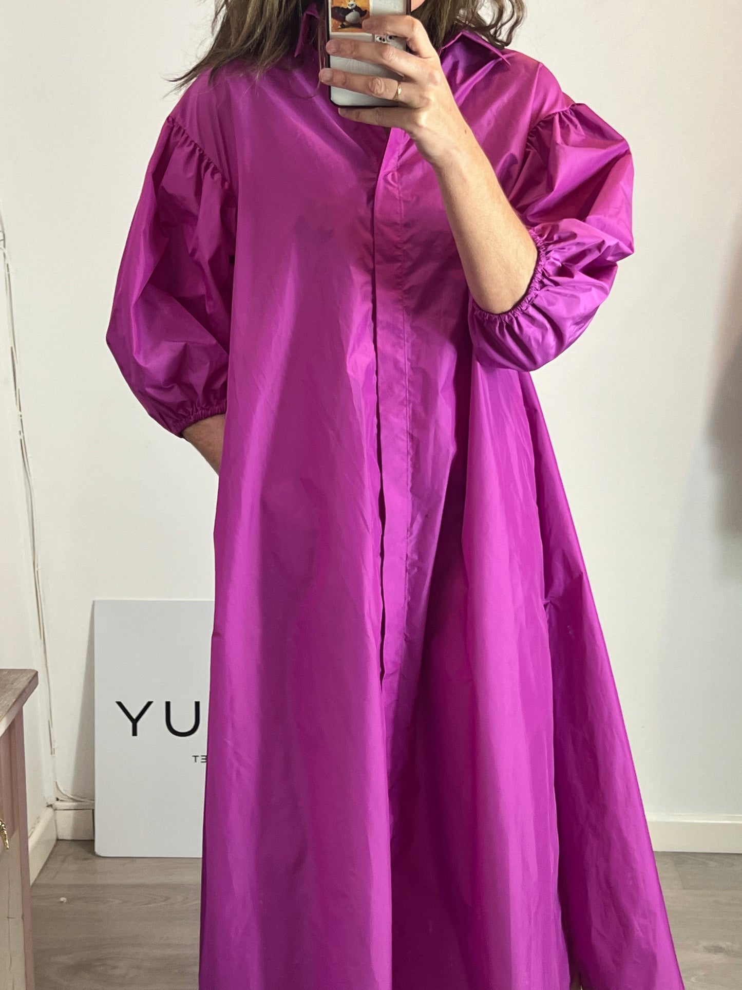 PSOPHÍA. Vestido rosa largo abotonado  T.xs