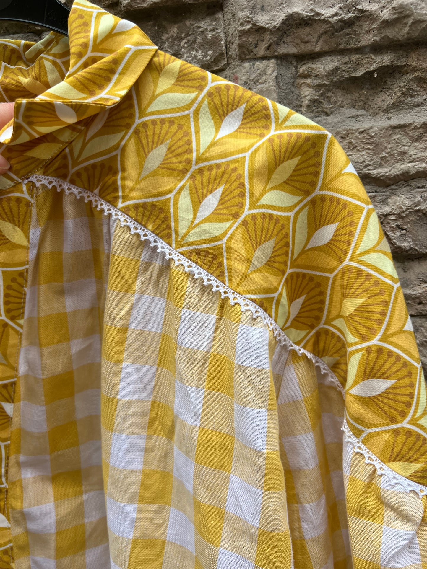 PAOLINA. Vestido cuadros y estampado abotonado. TU (S/M)