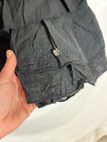 BANANA MOON.  Vestido corto plumeti negro. T L