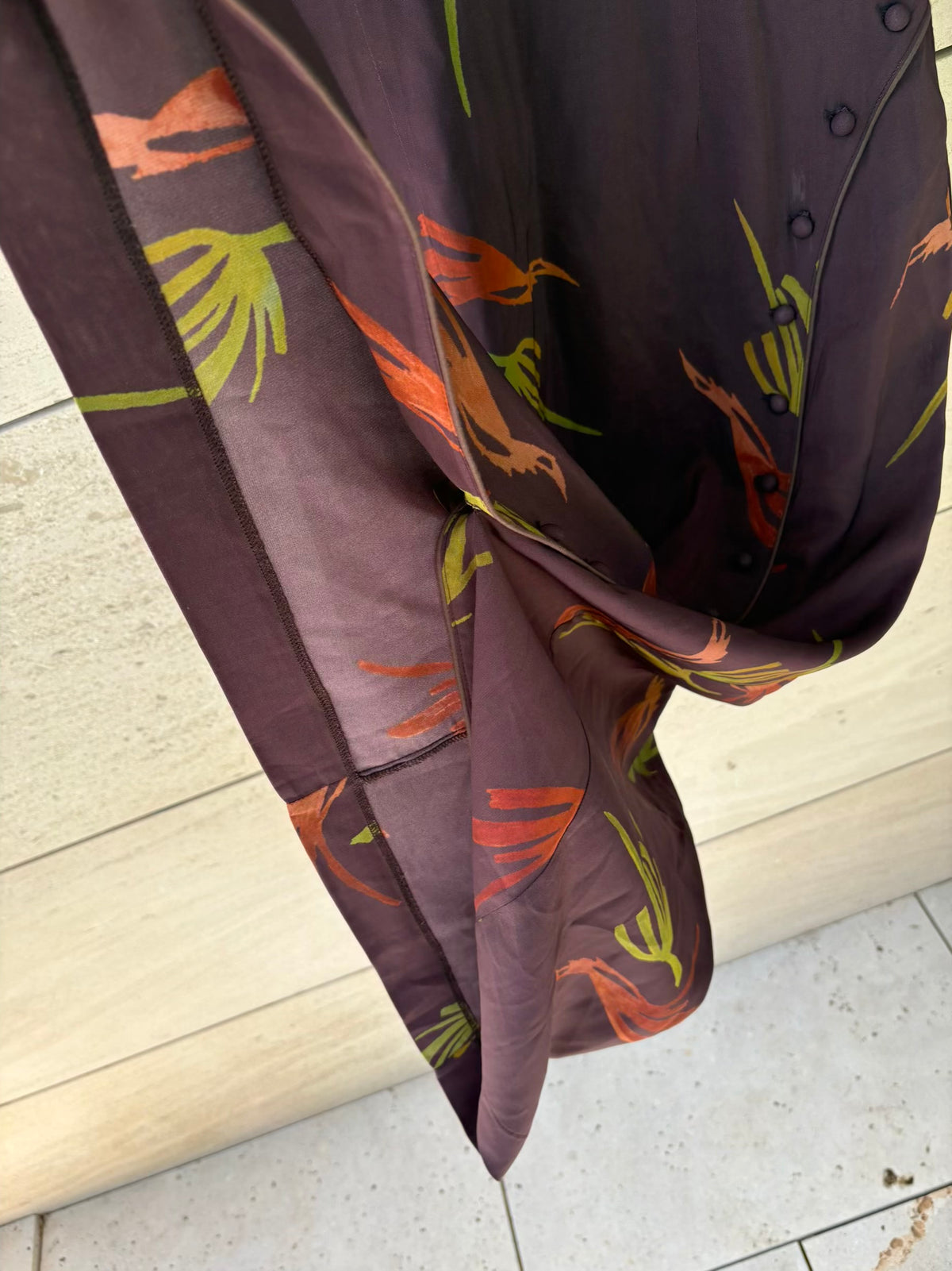 AMLUL. Vestido largo estampado botones
