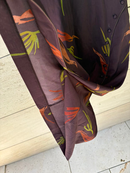 AMLUL. Vestido largo estampado botones