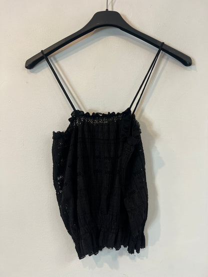 ZARA. Top negro troquelado T.m