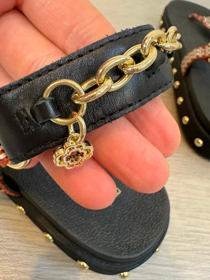 MAJE. Sandalia plana de cuerda y piel