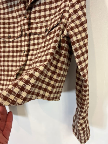 SÉZANE. Camisa textura vichy marrón. T XS