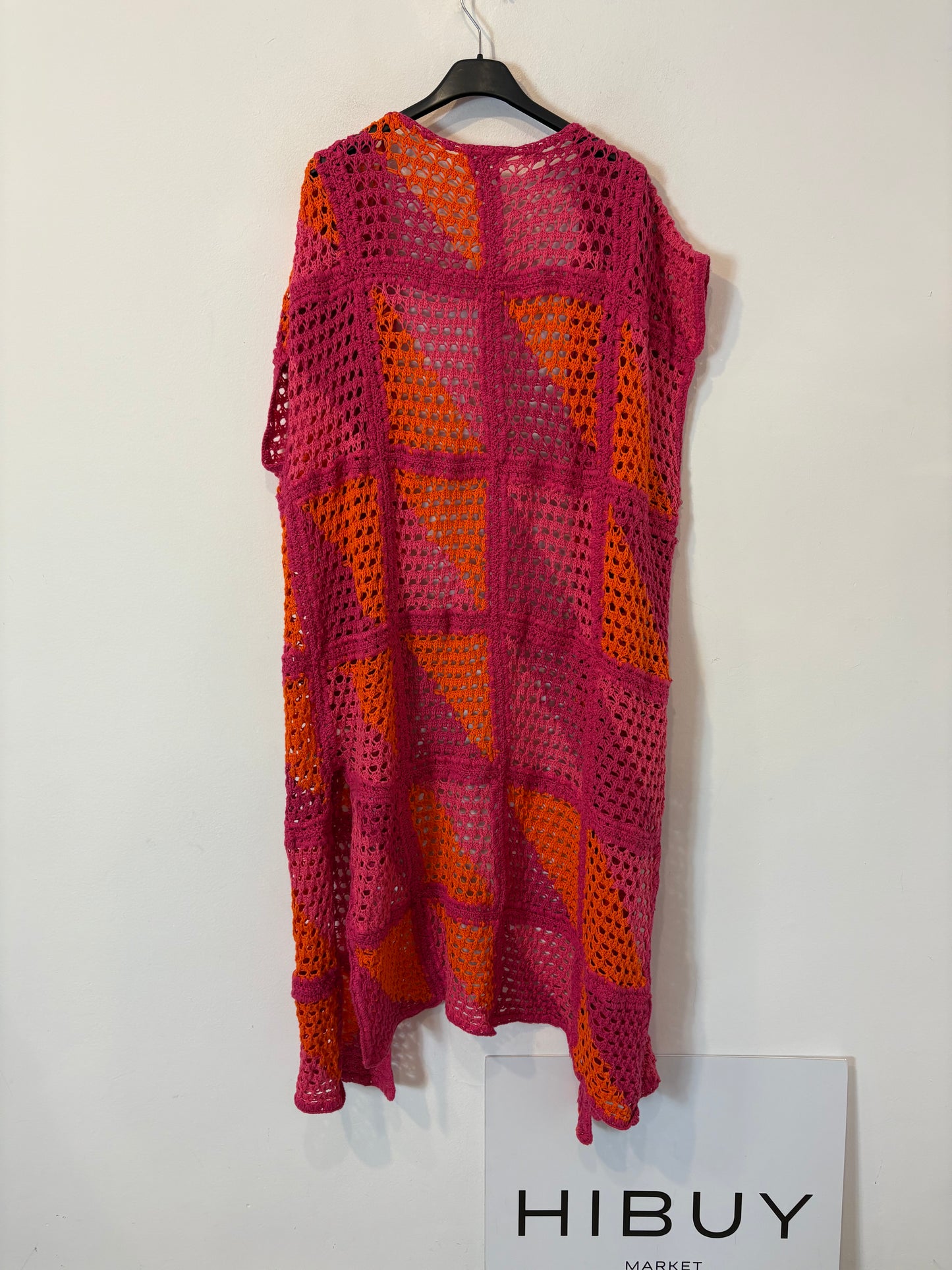 NICOLI. Kimino largo crochet bicolor