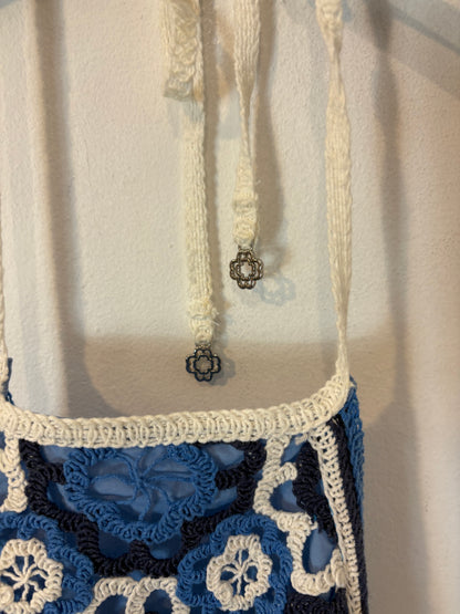 MAJE. Vestido largo crochet halter