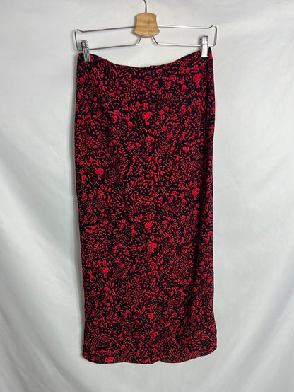 ZARA. Falda midi negra y roja apertura . T S