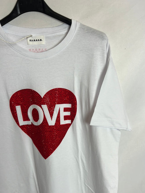 P.A.R.O.S.H. Camiseta blancas corazón pedreria. T M