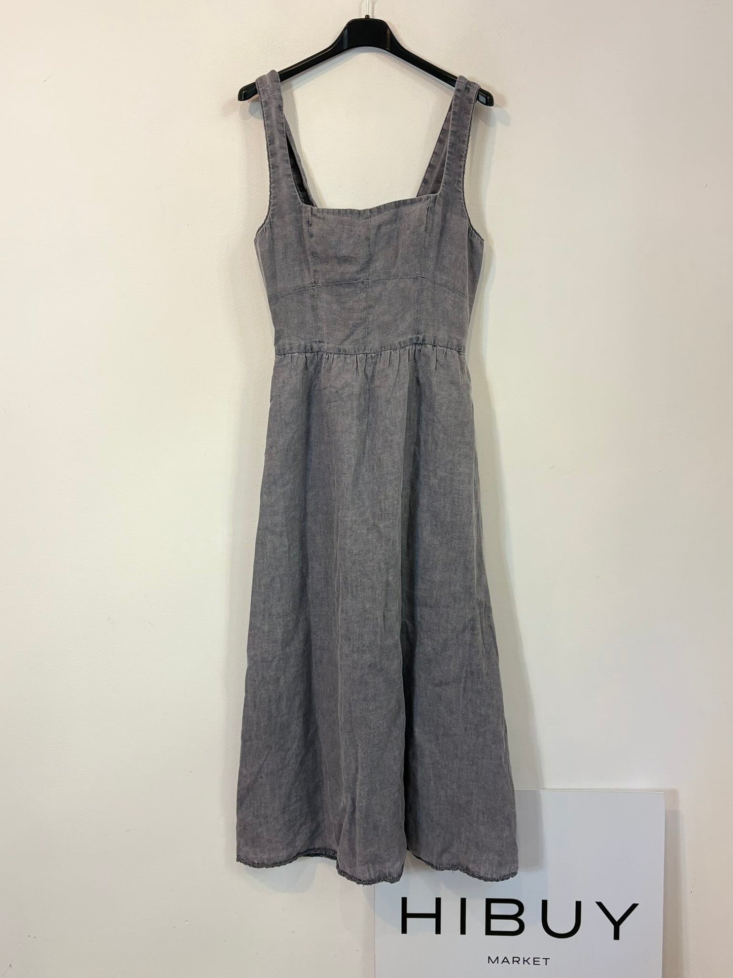ZARA. Vestido midi lino efecto desgastado