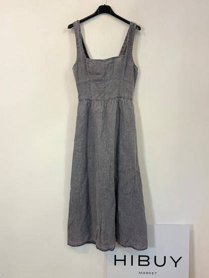 ZARA. Vestido midi lino efecto desgastado