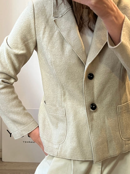 EWOOLUZIONE. Textured beige wool blazer. T 44 (L)
