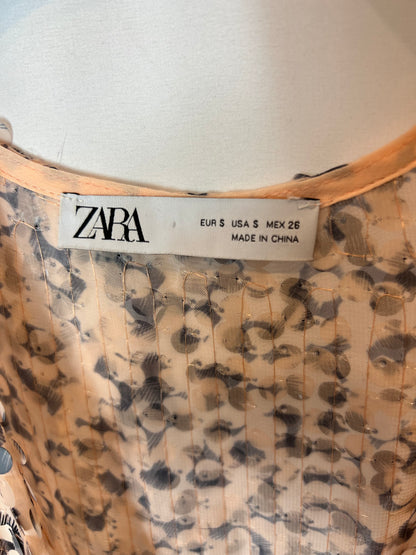 ZARA. Vestido rosa lentejuelas T.s