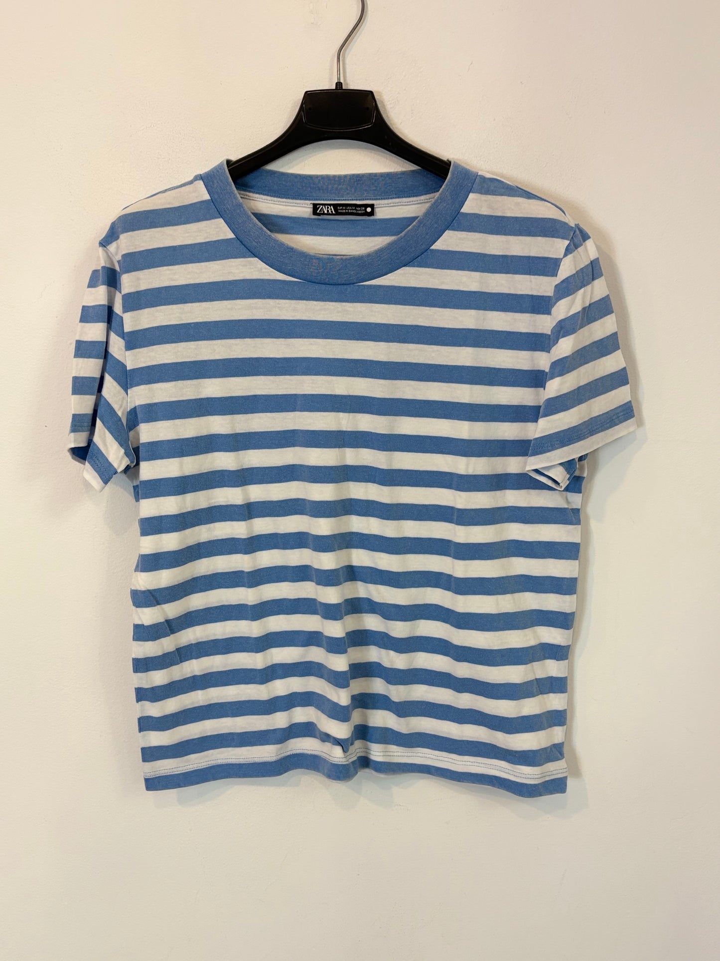 ZARA. Camiseta azul rayas. T M