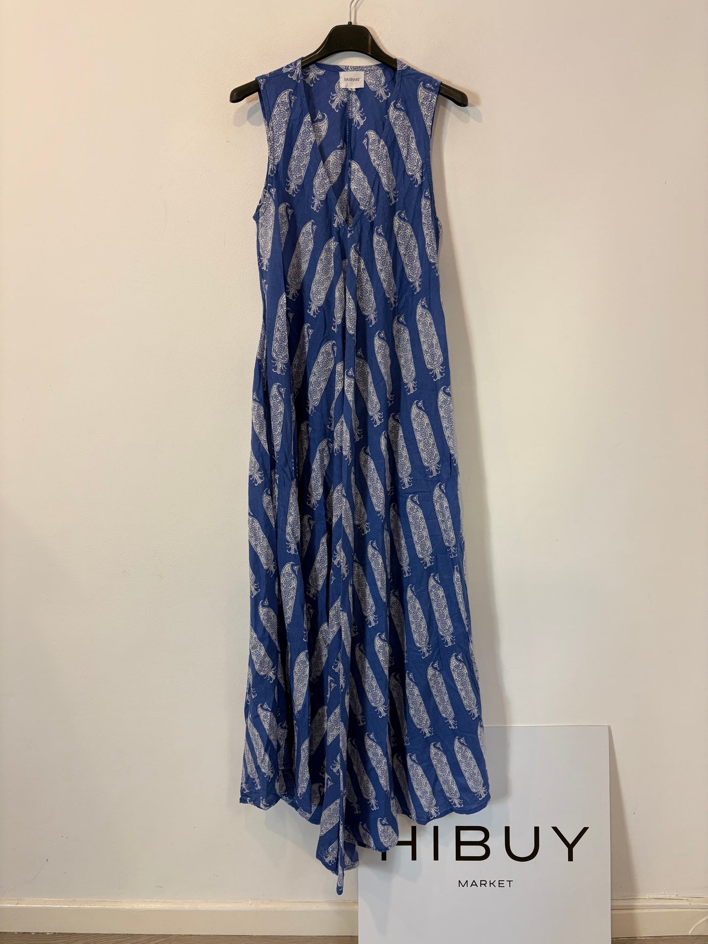 BABBAKI. Vestido largo azul estampado. T S