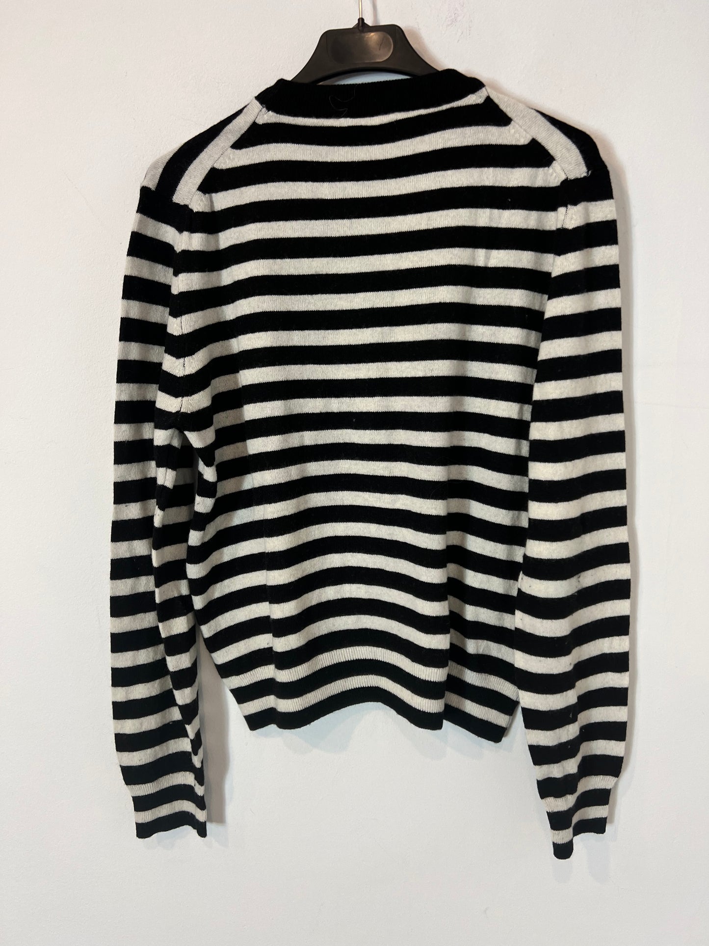 ZARA. Jersey rayas blanco y negros con lana. T S