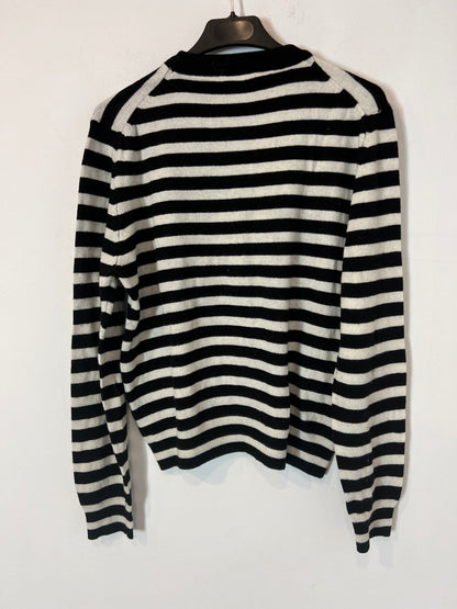 ZARA. Jersey rayas blanco y negros con lana. T S