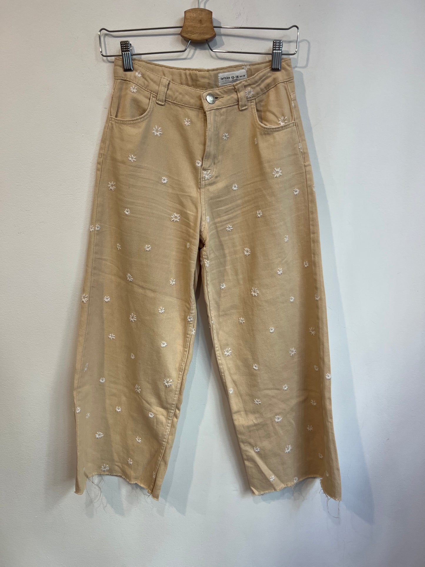 LEFTIES. Lightweight embroidered denim. Size 13-14 years (xs)