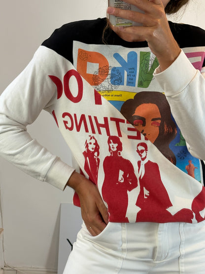 PINKO. Oversized sweatshirt with drawings. Size XS (M) (tare)