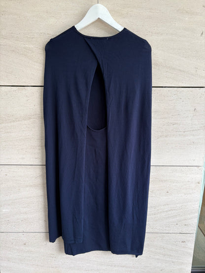 ZARA. Vestido azul mangas efecto capa. T S