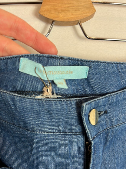 LA FÉE MARABOUTÉE. Denim fluido pata ancha bolsillos. T 40