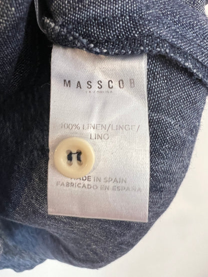 MASSCOB. Blusa azul lino T.s