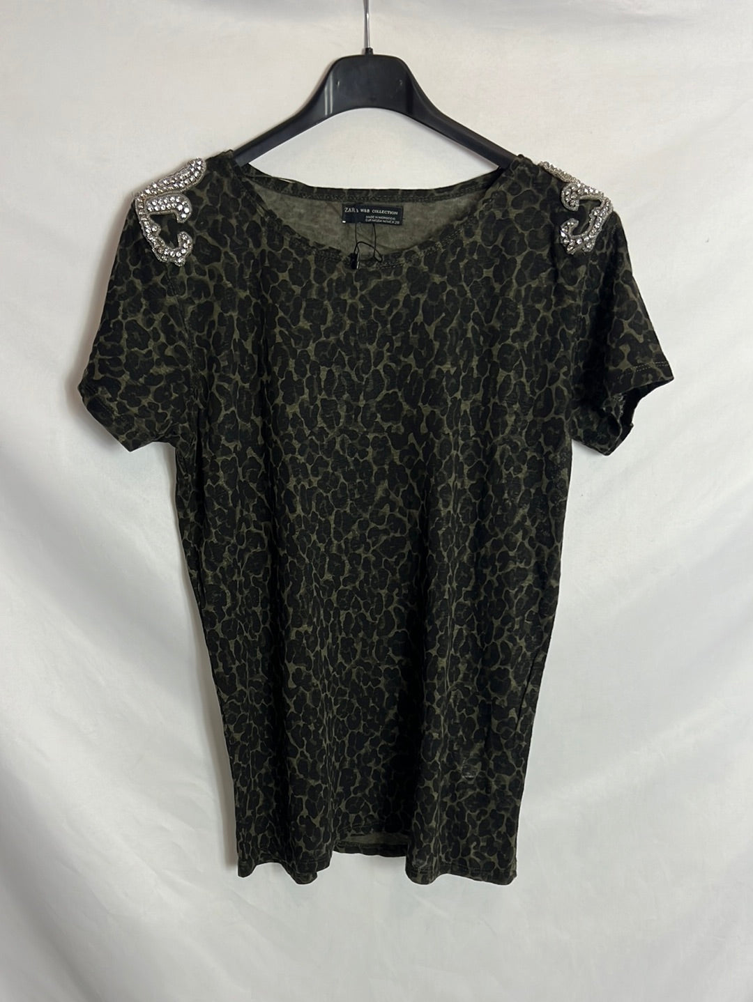ZARA. Camouflage T-shirt with shoulder detail. TM