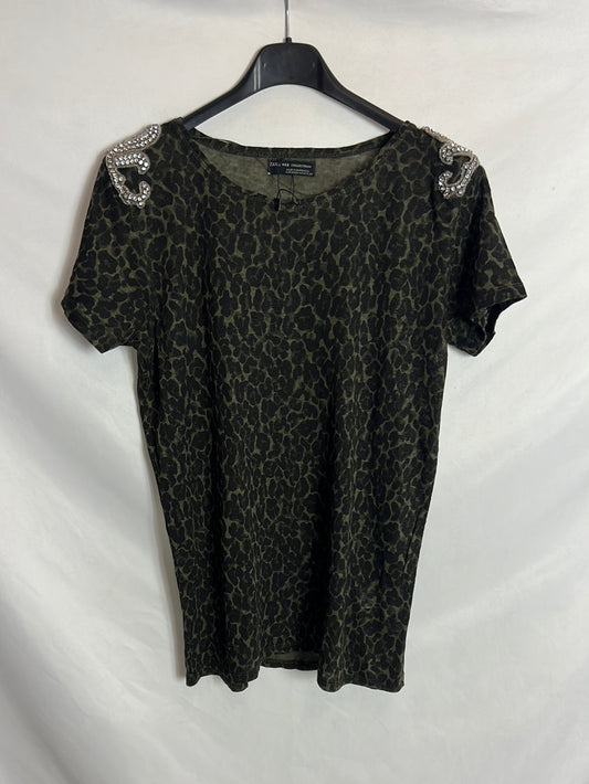 ZARA. Camouflage T-shirt with shoulder detail. TM