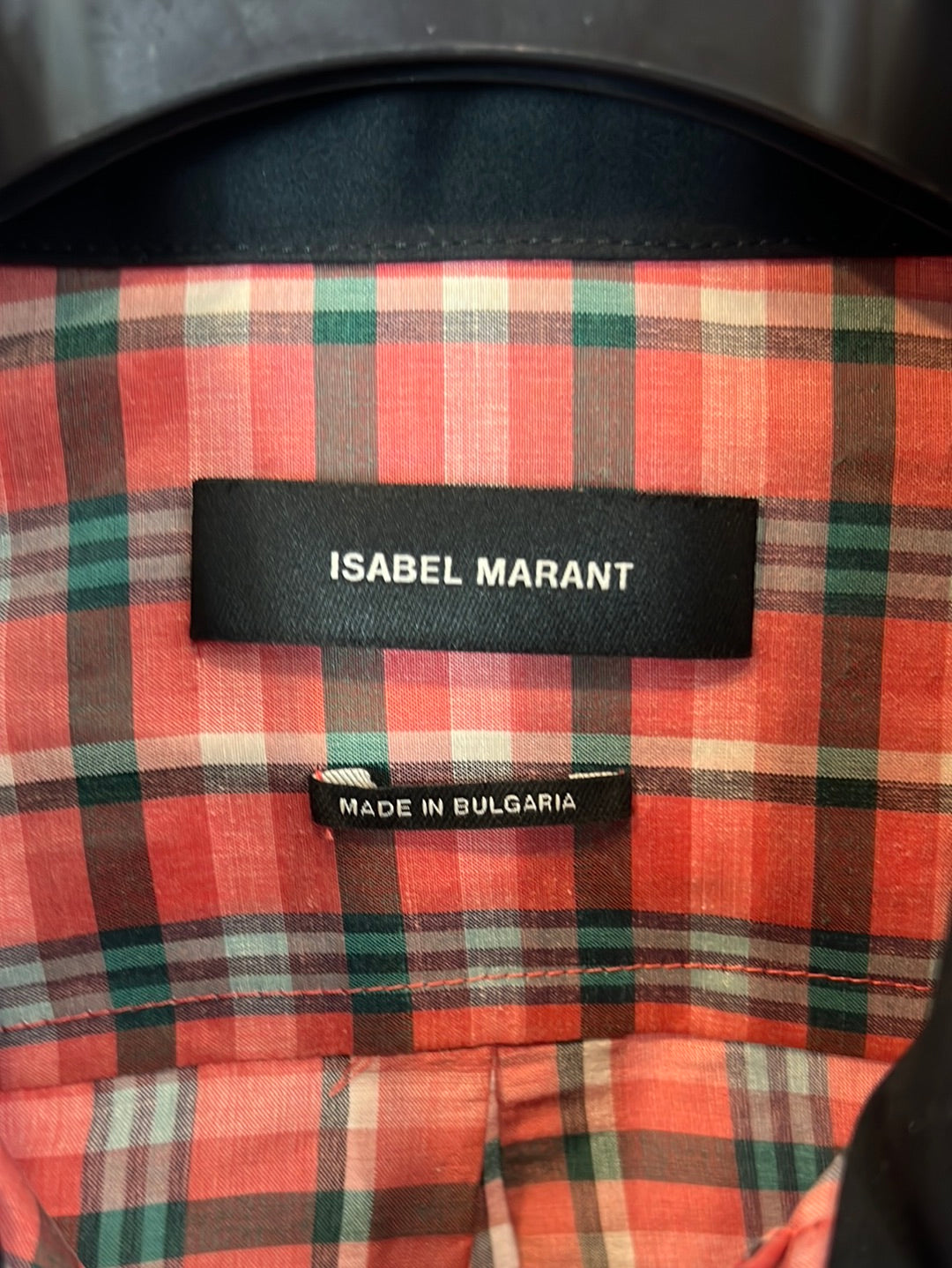 ISABEL MARANT. Checkered silk blouse with zipper. Size 36