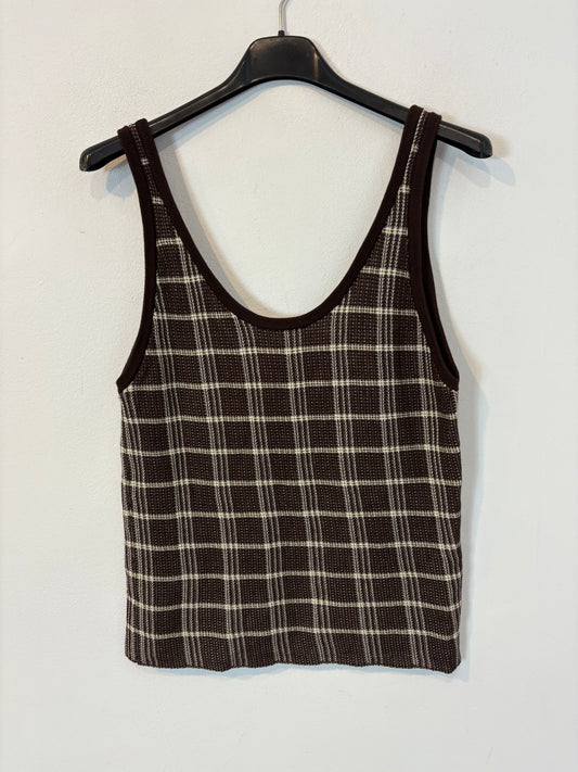 MASSIMO DUTTI. Top algodón cuadros