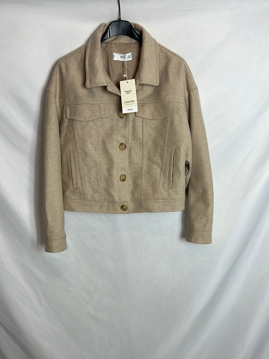 MANGO. Chaqueta beige jaspeada. T S