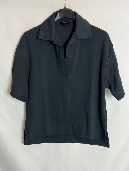 MASSIMO DUTTI. Dark blue polo-style top. Size XS