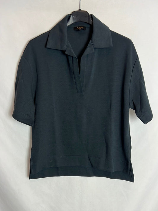 MASSIMO DUTTI. Dark blue polo-style top. Size XS